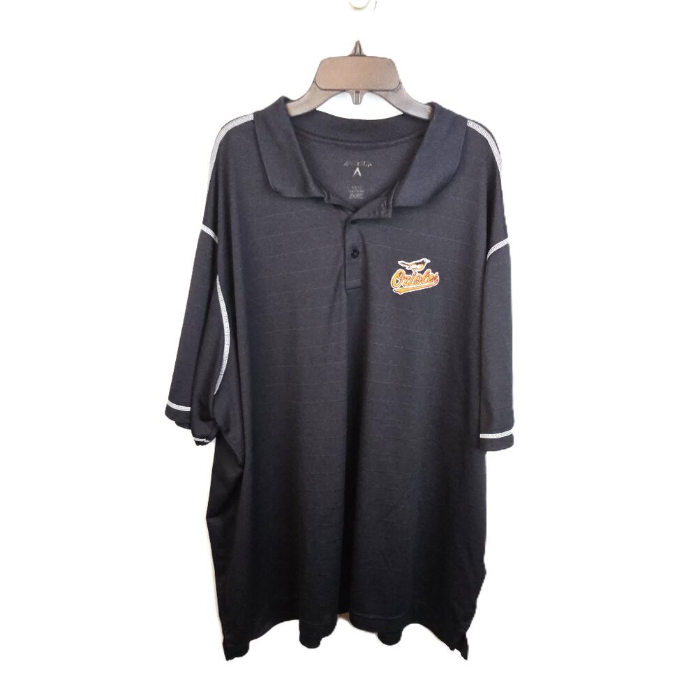 Antigua Polo Shirt Orioles Baseball Mens 3XL Black 100% Polyester Short Sleeve